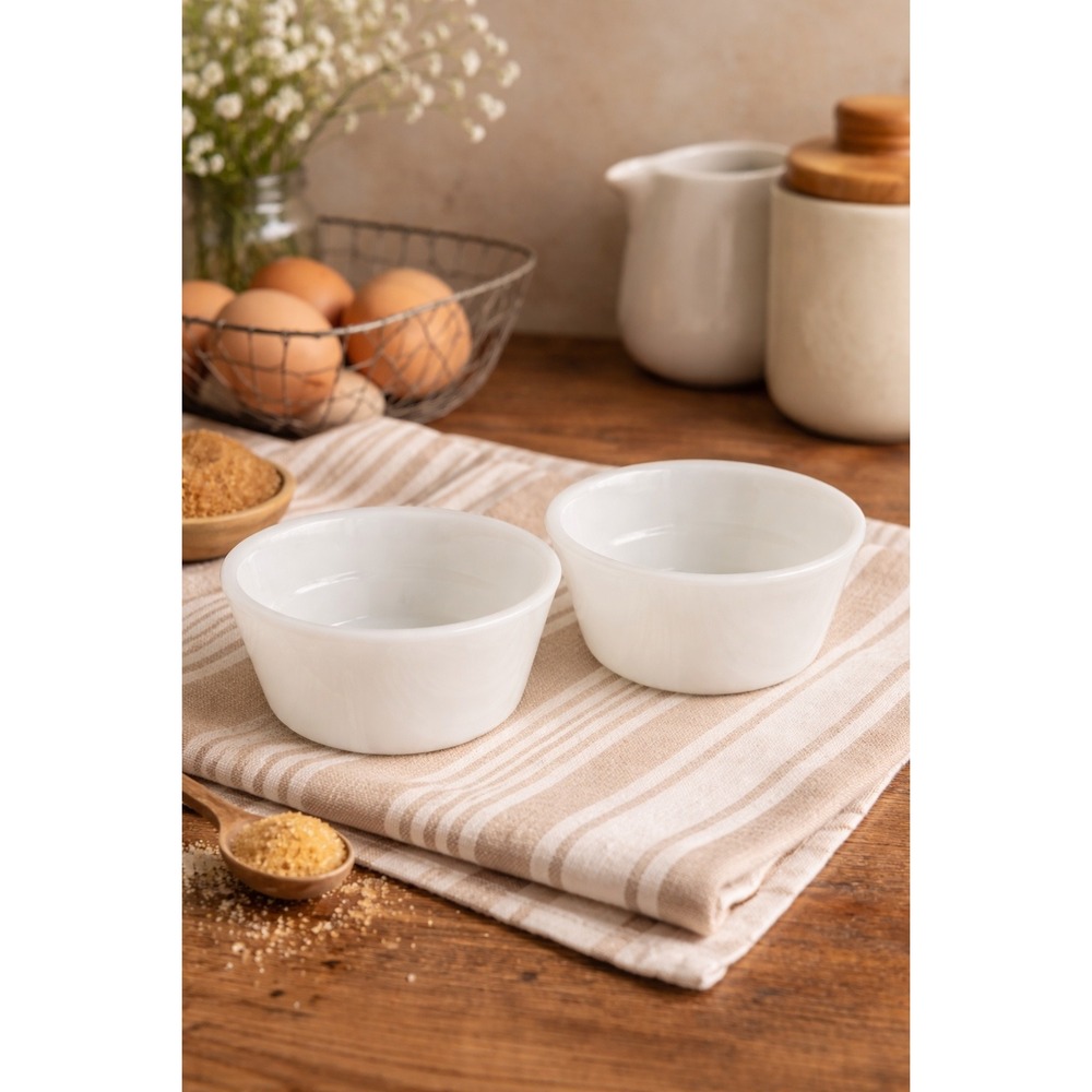 Vintage Glasbake Milk Glass Ramekins Set of 2‎ Custard Cups